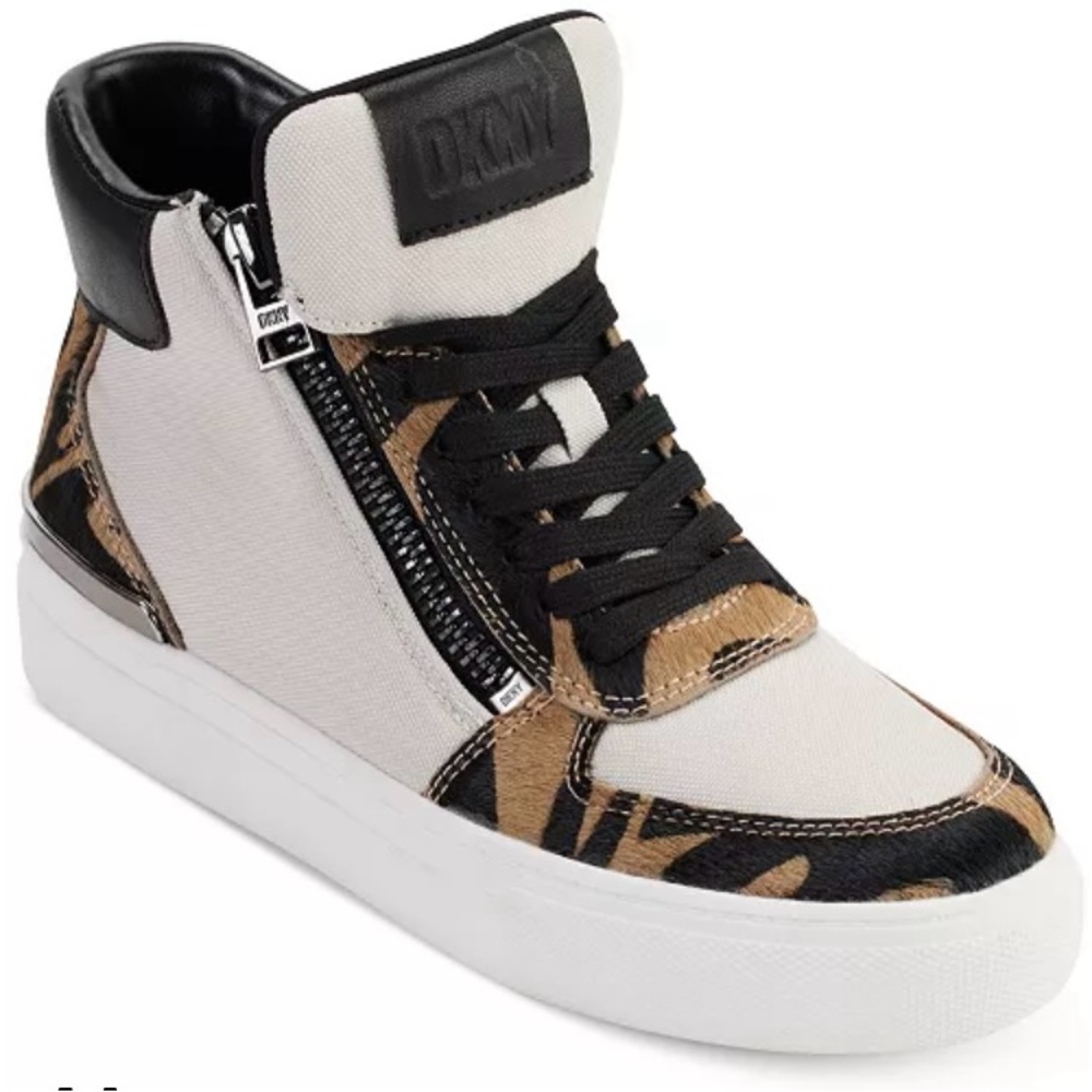 DKNY High-Top Sneakers in Black and Tan